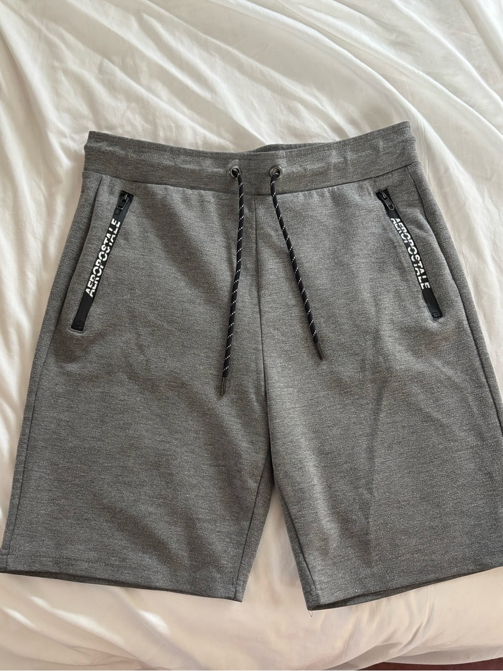 Aeropostale Men's Charcoal Gray Athletic Knit Drawstring Shorts